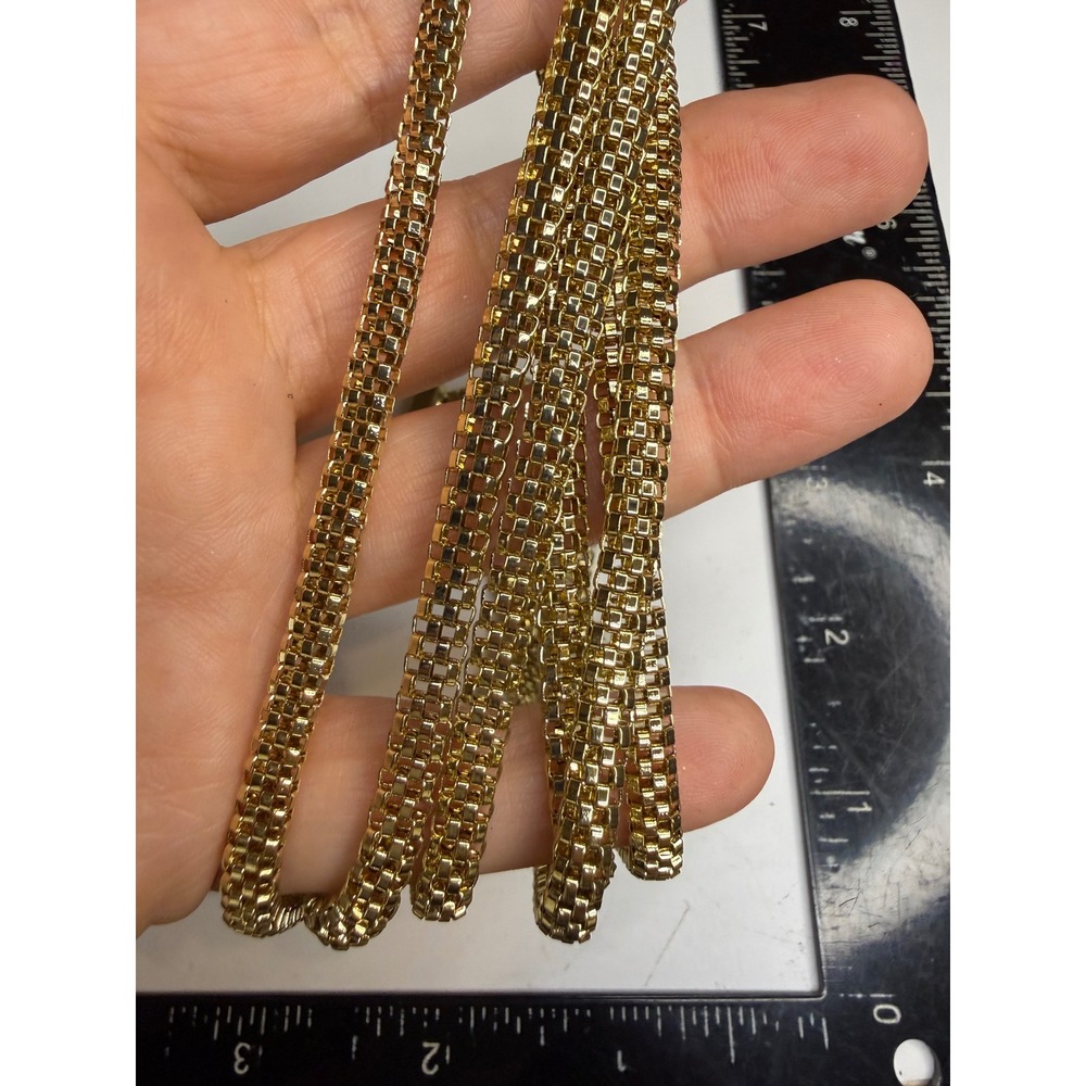 Gold Tone Multi Strand Mesh Chain Layered Statement Necklace Adjustable 18-21in